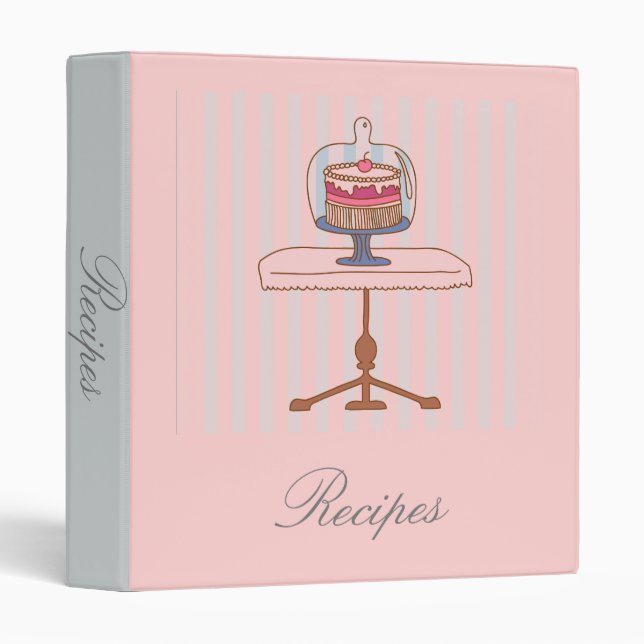 Baking cupcake girly cake recipe folder binder (Front/Spine)