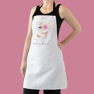 Baking Cute Pastry Chef Watercolor Floral Cake Apron