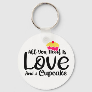 Baking Dessert Lover Foodie Baker Love and Cupcake Keychain