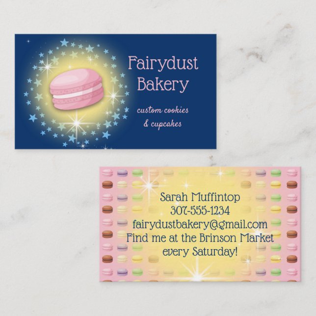 Baking fairy magic stars macaroon cookies bakery business card (Front/Back)