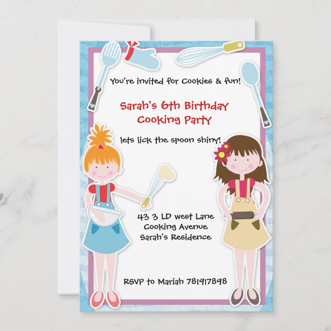 Baking Fun cooking party invitation (Front)