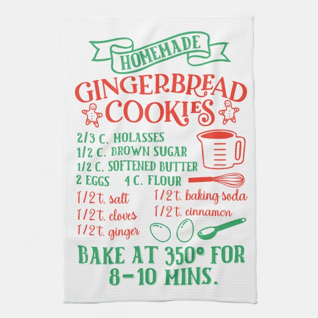  Baking Gingerbread Cookie Recipe Kitchen Towel (Vertical)