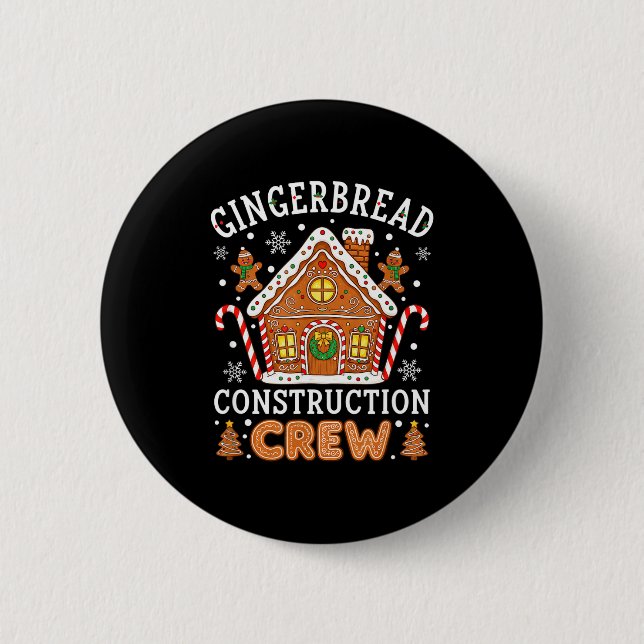 Baking Gingerbread House Construction Crew Christm 2 Inch Round Button (Front)