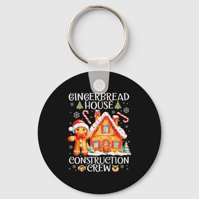 Baking Gingerbread House Construction Crew Christm Keychain (Front)