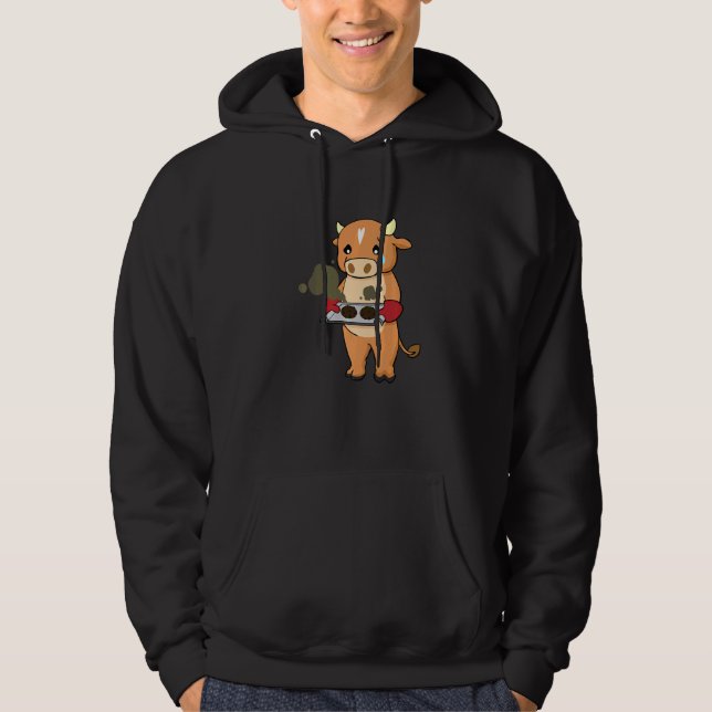 Baking Gone Wrong Cow Chef Culinary Baker Cook Hoodie (Front)