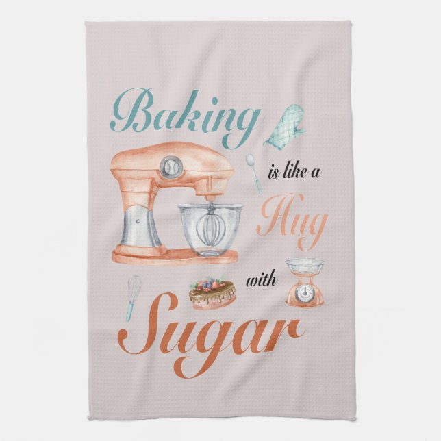 Baking Hugs Sugar design for bakers & Pastry chefs Kitchen Towel (Vertical)