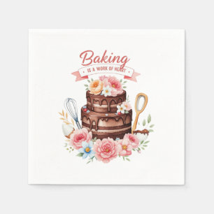 Baking Is A Work Of Heart – Chocolate Cake Napkin