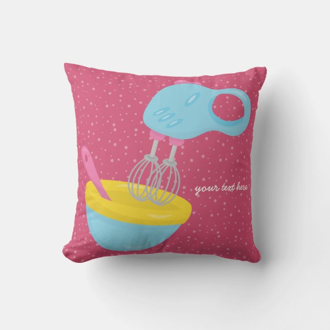 Baking is fun * choose your own background colour throw pillow (Front)