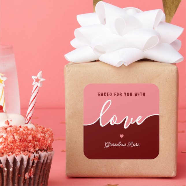 Baking is Love made Edible Script Square Sticker (Party)