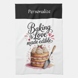 Baking Is Love Quote Kitchen Baker Personalized Kitchen Towel