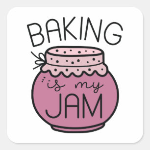 Baking Is My Jam Square Sticker