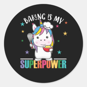 Baking Is My Superpower Sweet Unicorn Bakes Classic Round Sticker