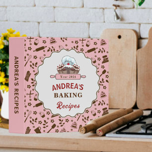 Baking Kitchen Utensils Recipes Girly Pink Custom Binder