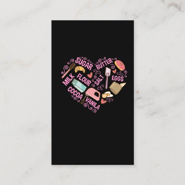 Baking Love Baker Tools Pastry Chef Butter Eggs Business Card (Front)