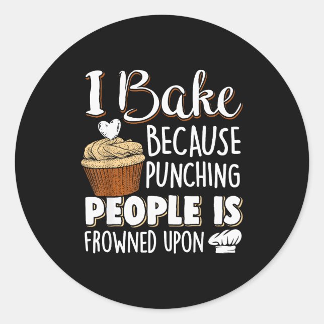 Baking Lover Punching People - Baker &amp; Cupcake Classic Round Sticker (Front)