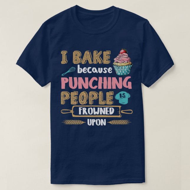 Baking Lover Punching People - Baker & Cupcake   T-Shirt (Design Front)