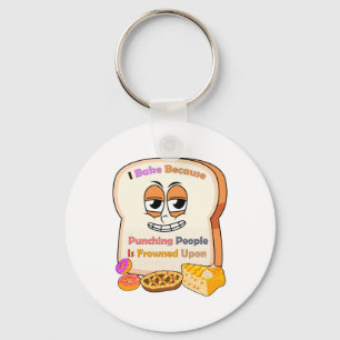 Baking Lovers Gift: I Bake Because Punching People Keychain