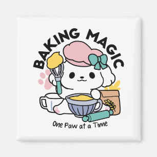 Baking Magic One Paw at a Time Cute Puppy Magnet