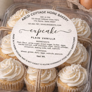 Baking Modern Cupcake Cottage law Label