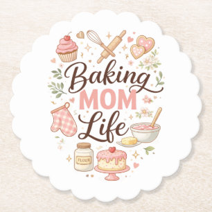 Baking Mom Life" Illustrated Floral Coaster Set –
