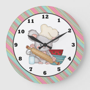 Baking Mouse cartoon kitchen wall clock