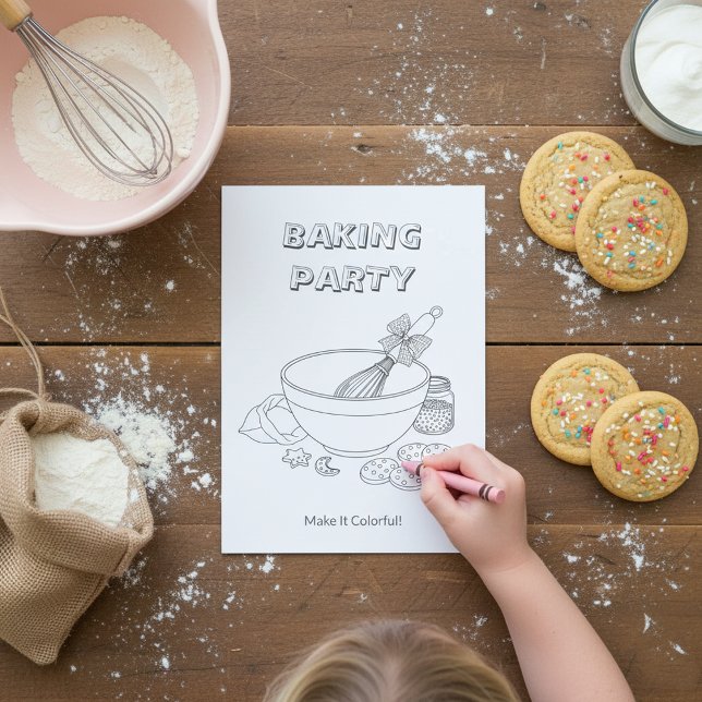 Baking Party Activity Sheet | Kids Coloring Card (Creator Uploaded)