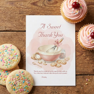 Baking Party Birthday Girls Elegant Soft Pastel Thank You Card