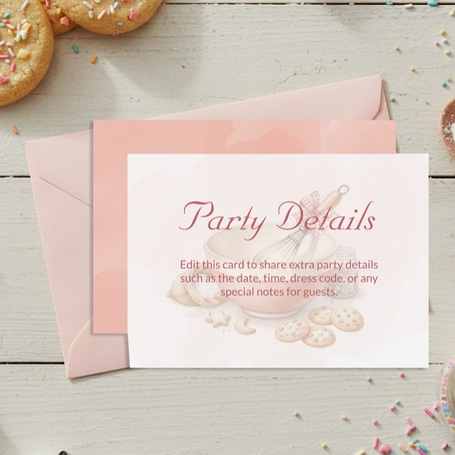 Baking Party Birthday Party Details Pink  Enclosure Card (Creator Uploaded)