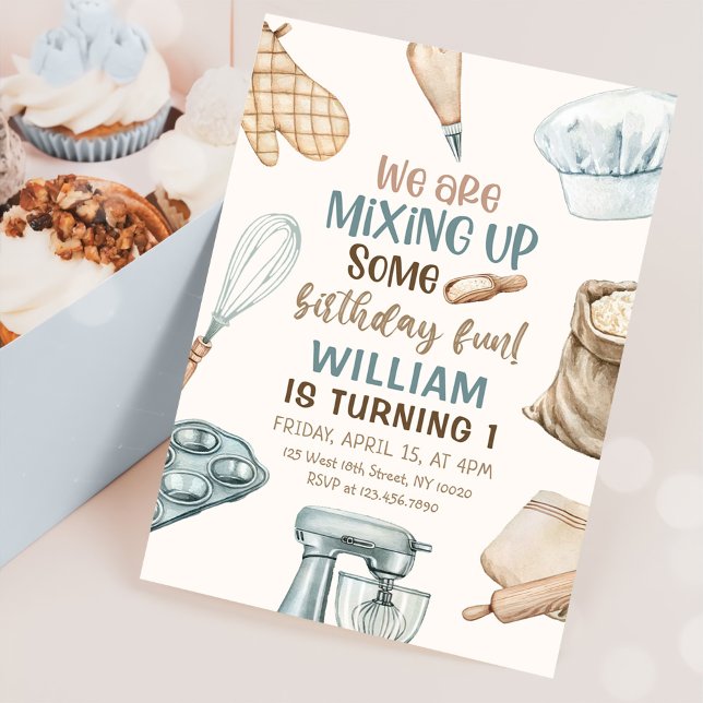 Baking Party Boy Kids Cooking Birthday  Invitation (Creator Uploaded)