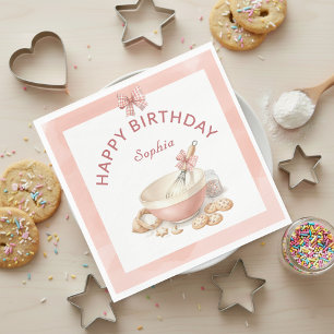 Baking Party Girls Birthday Elegant Bowl & Whisk Napkin