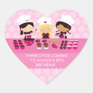 Baking Party Personalized Heart Favour Stickers
