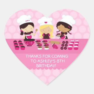 Baking Party Personalized Heart Favour Stickers