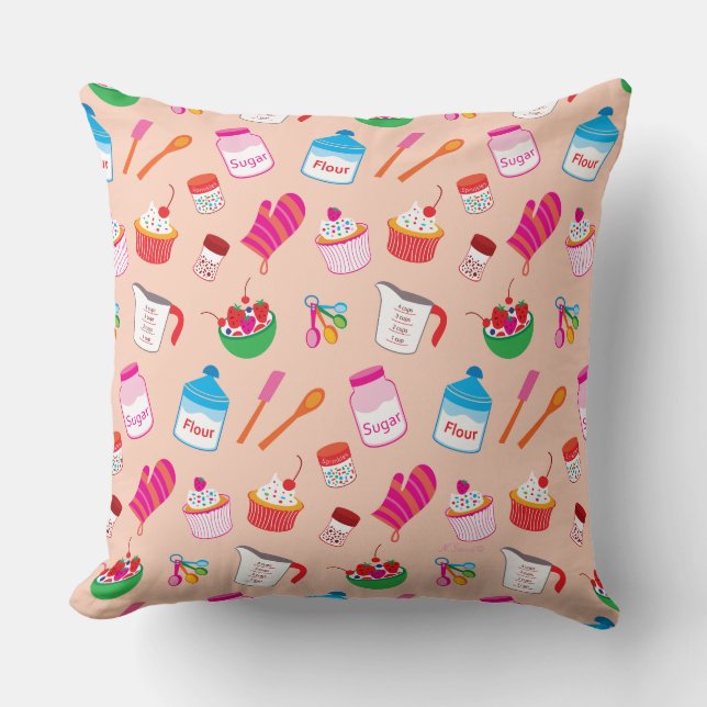 Baking Pattern Throw Pillow (Front)
