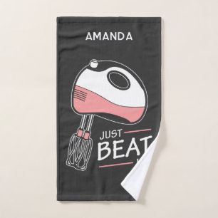 Baking Pun Just Beat It Funny Personalized Hand Towel