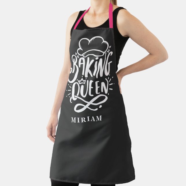 Baking Queen Custom Name Typograghy Baker Gift  Apron (Insitu)
