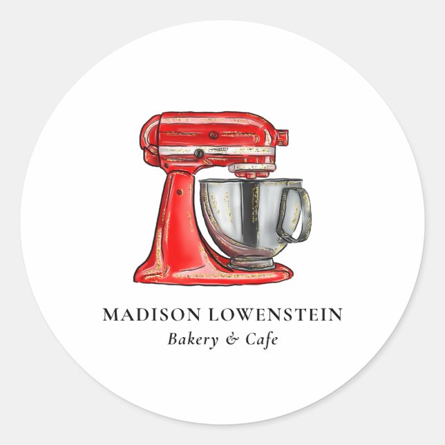 Baking Red Whisk Caterer Pastry Chef  Classic Round Sticker (Front)
