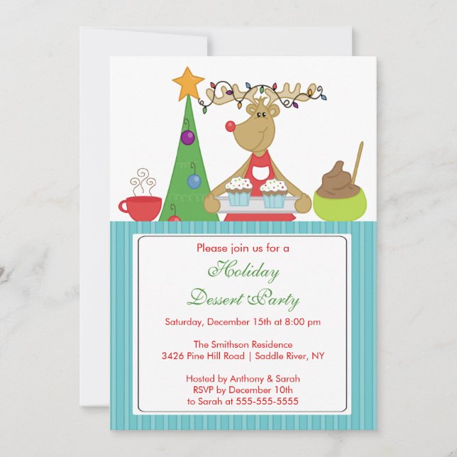 Baking Reindeer Holiday Christmas Party Invitation (Front)