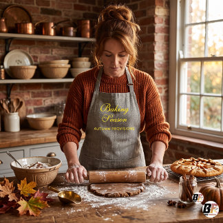 Baking Season Autumn Provisions Rustic Grey Linen Apron