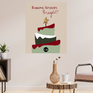 Baking spirits bright Bakery humour Christmas Poster