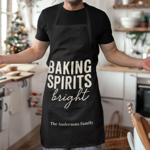 Baking Spirits Bright Black Christmas Apron