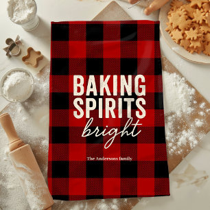 Baking Spirits Bright Buffalo Plaid Christmas Kitchen Towel