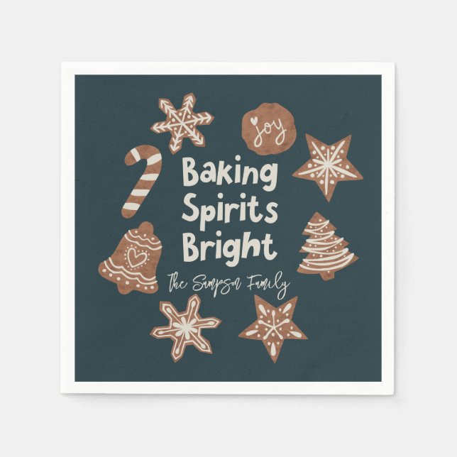 Baking Spirits Bright Christmas Cookie Green Napkin (Front)
