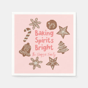 Baking Spirits Bright Christmas Cookie Pink Napkin