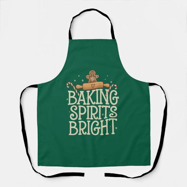 Baking Spirits Bright Christmas Funny Xmas Baker Apron (Front)