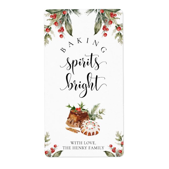 Baking Spirits Bright Christmas Gift Tag Stickers (Front)