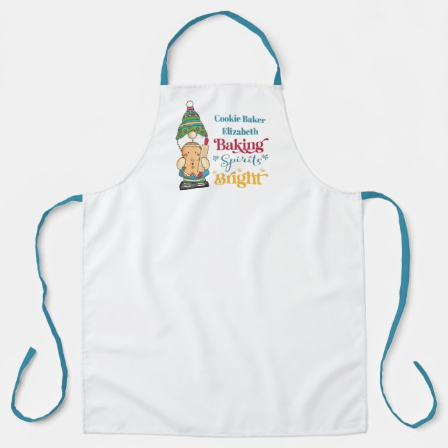 Baking Spirits Bright Christmas Holiday Apron (Front)