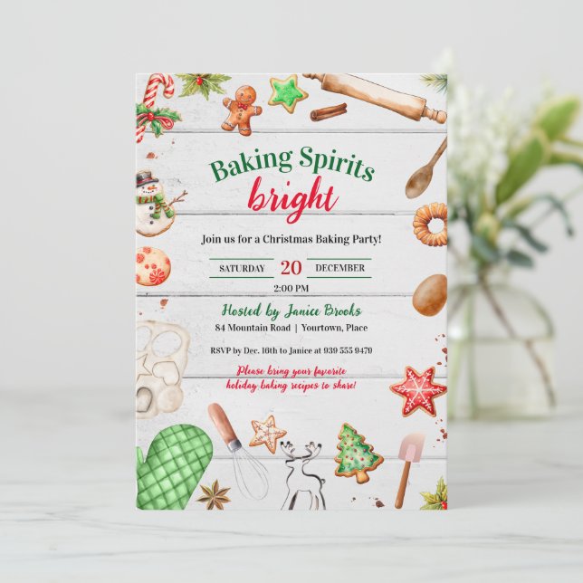 Baking Spirits Bright Christmas Holiday Party Invitation (Standing Front)