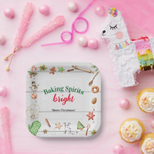 Baking Spirits Bright Christmas Holiday Party Paper Plate