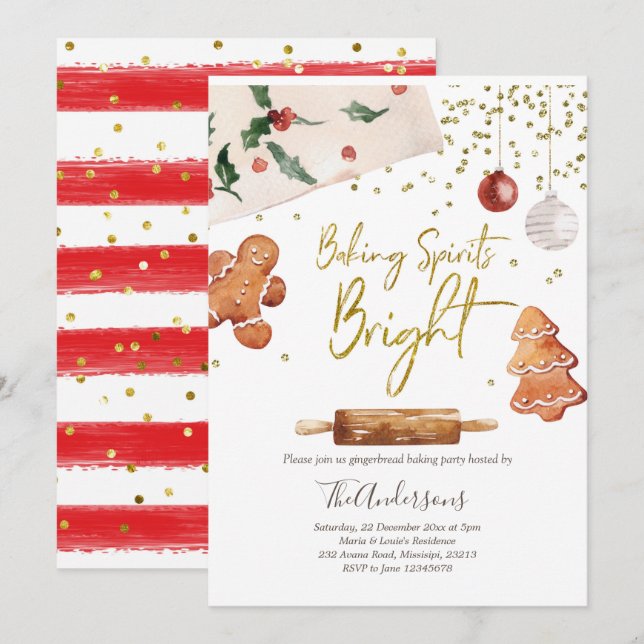 Baking Spirits Bright Christmas Party Invitation (Devant / Derrière)