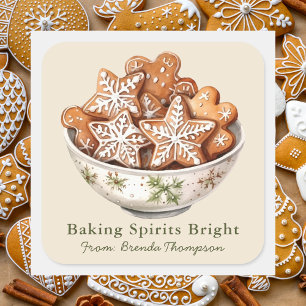 Baking Spirits Bright Christmas Treats Holiday Square Sticker